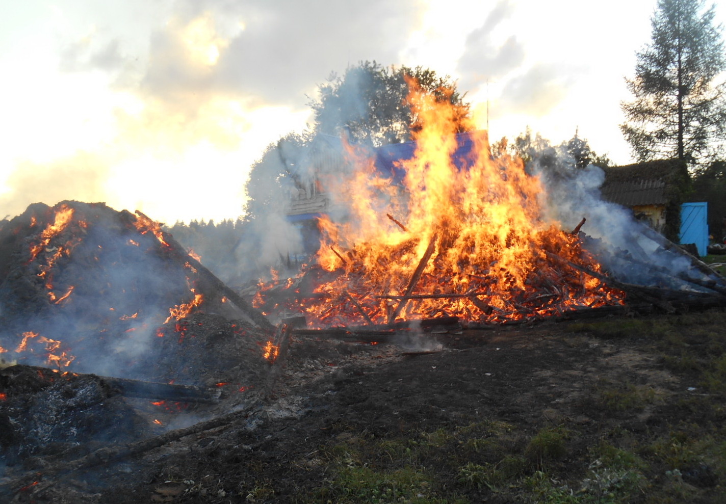 В деревне Липицы сгорели сразу пять сараев с сеном и дровами 