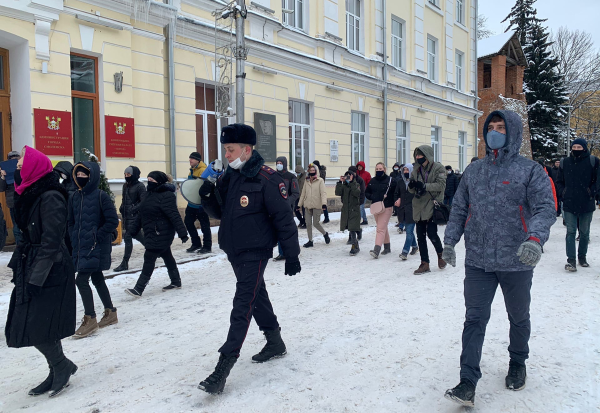 Акция 31 января в Смоленске: людей собралось мало, полиция была предельно корректной