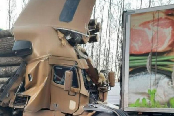 В Смоленской области на трассе М-1 столкнулись два большегруза