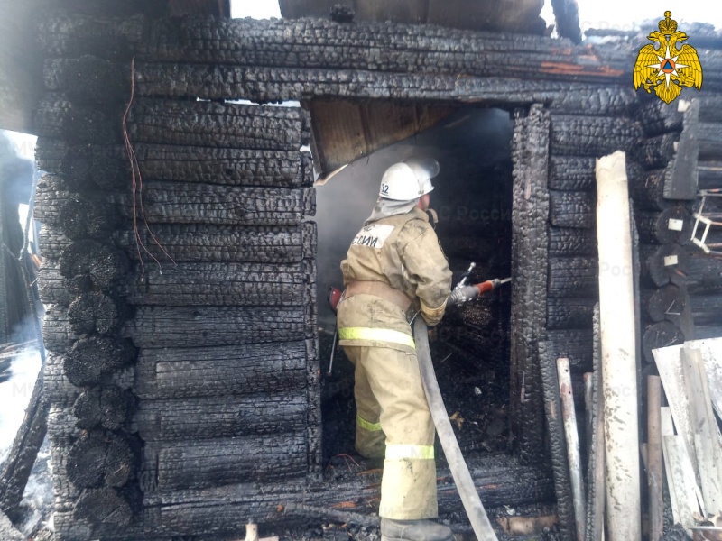 В Краснинском районе произошел пожар в бане