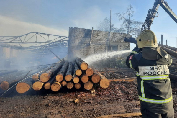 В деревне Пенеснарь Смоленского района загорелась пилорама
