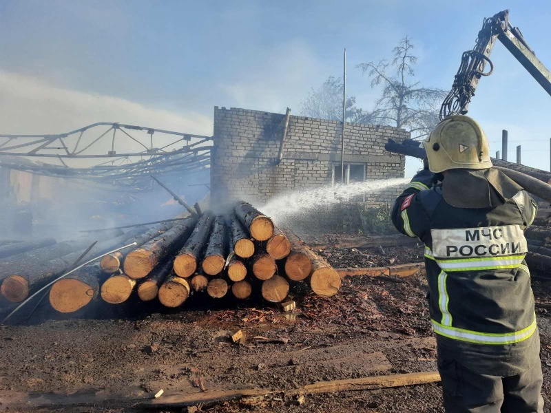 В деревне Пенеснарь Смоленского района загорелась пилорама