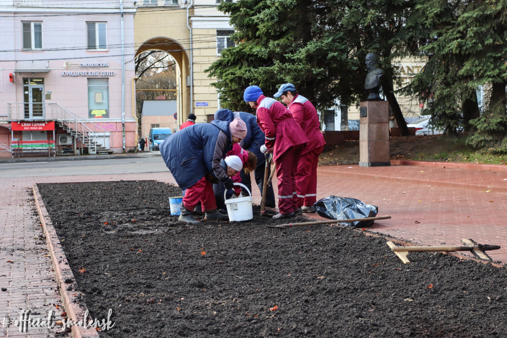 В Смоленске проводят высадку 15,5 тысячи луковиц тюльпанов