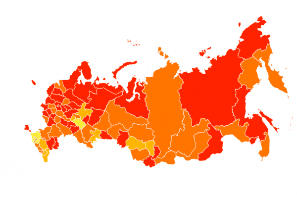 Действующие в Смоленской области ограничения по коронавирусу нанесли на федеральную карту