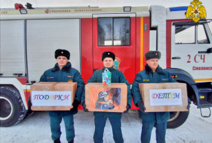 Сотрудники МЧС передали новогодние подарки детям в Краснинскую школу-интернат