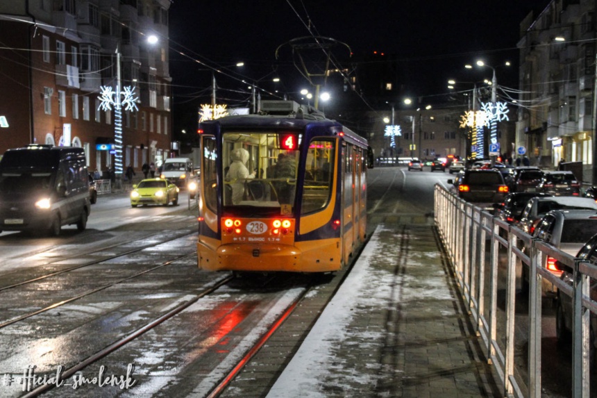 В новогоднюю ночь в Смоленске организуют дополнительное движение трамваев по маршруту №2