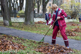 В Реадовском парке города Смоленска прошла уборка опавшей листвы