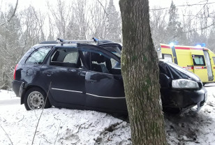 В Смоленском районе «ВАЗ Калина» съехала в кювет с последующим наездом на дерево