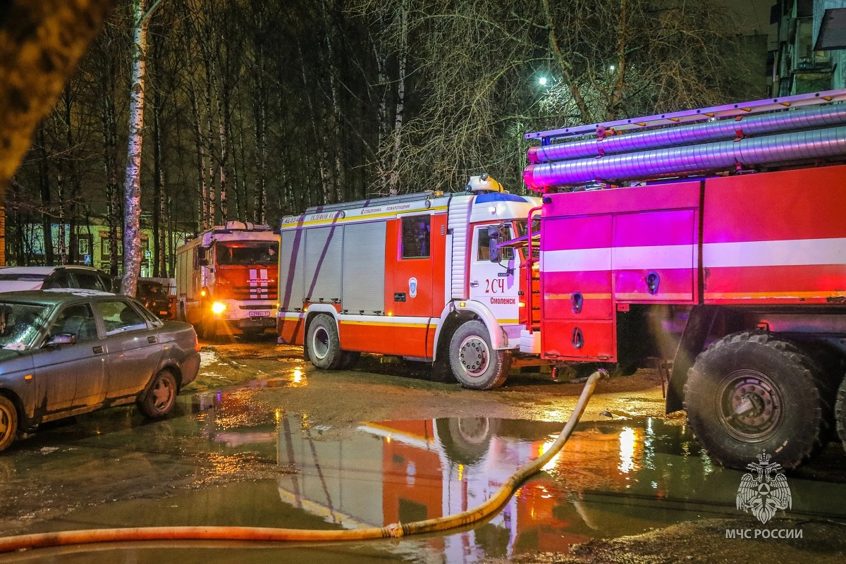 В Смоленске пожарные спасли двух человек из горящей квартиры
