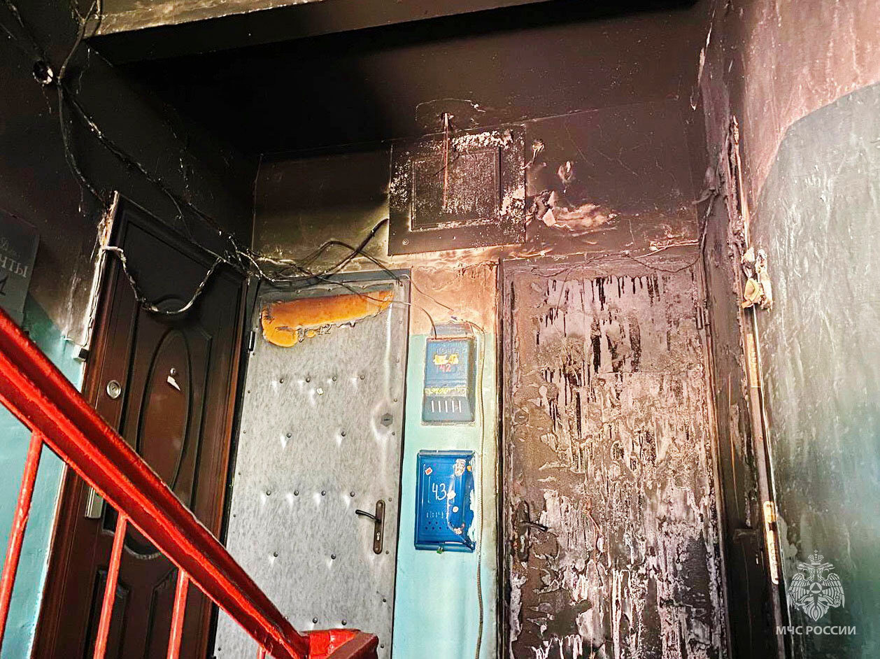 В Вязьме горели входные двери в квартиры