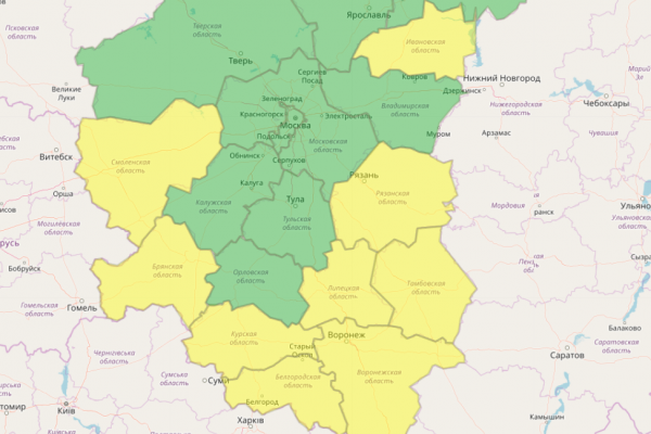В Смоленском регионе объявили «жёлтый» уровень опасности