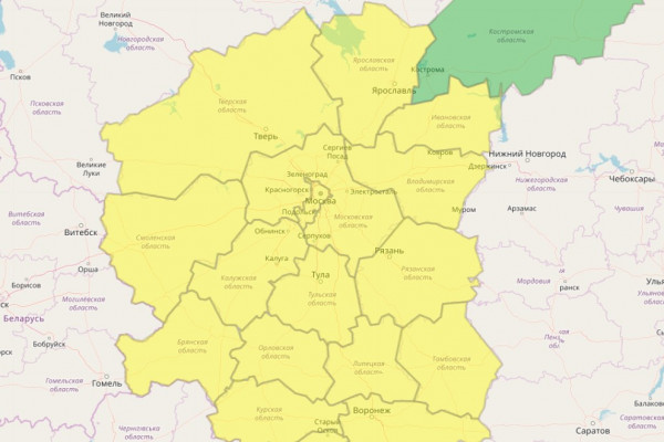 В Смоленске продлили действие «жёлтого» уровня погодной опасности