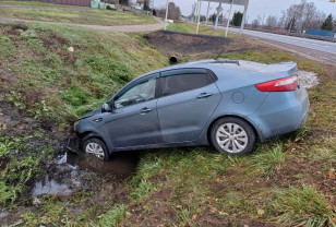 В Сафоновском районе Kia Rio вылетел с трассы