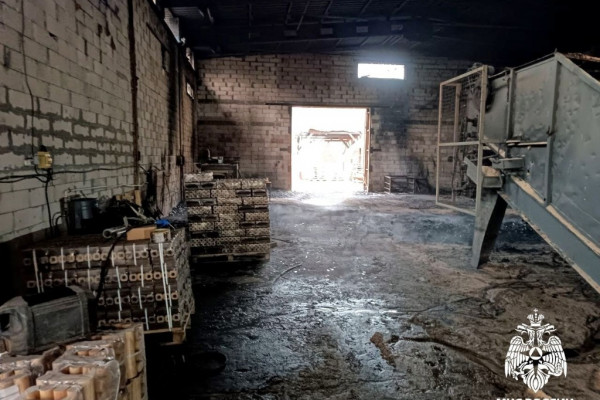 Цех по производству топливных брикетов пострадал от пожара в селе Ершичи