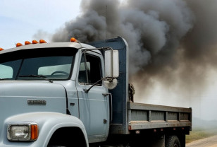 На трассе М-1 в Смоленском округе вспыхнул тягач с полуприцепом