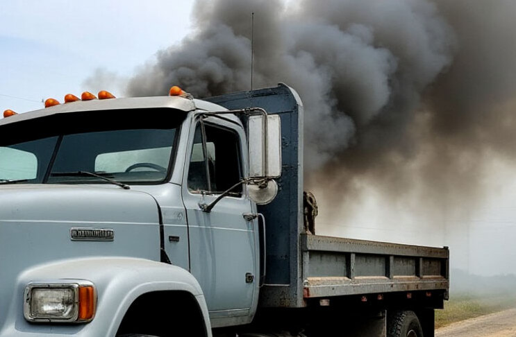 На трассе М-1 в Смоленском округе вспыхнул тягач с полуприцепом
