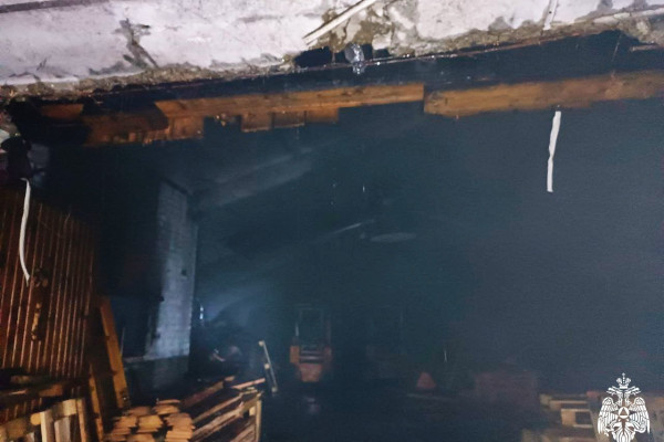 Ночью в Рославле вспыхнуло здание пилорамы. Есть погибший