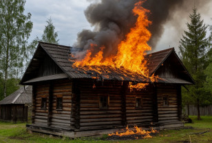 В Демидове вспыхнула деревянная баня
