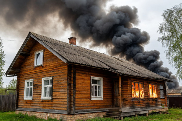 Пожар в Монастырщинском округе уничтожил жилой дом, баню и беседку
