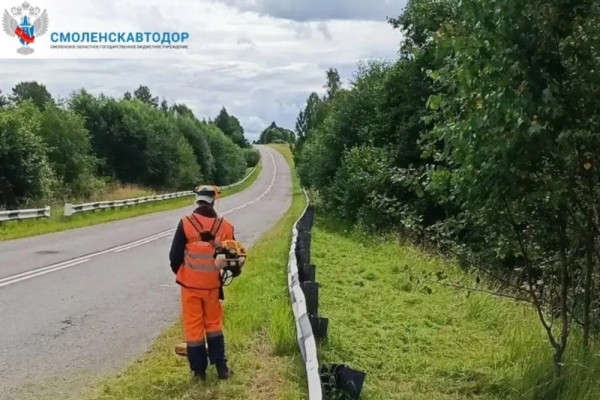 Вдоль автомобильных дорог Смоленской области продолжается покос травы