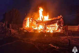 Пожар в Вяземском округе: полностью уничтожен жилой дом 